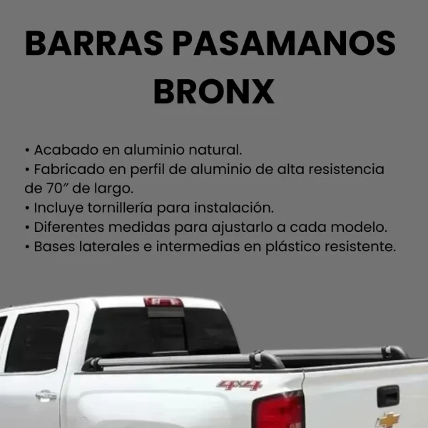 Barras Pasamanos Bronx Para Silverado Pick Up Aluminio 179cm
