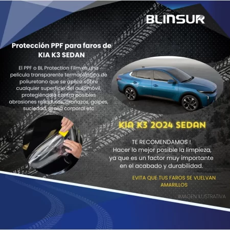 Sticker Protección Ppf Faros Kia K3 2024 Sedan - Image 2