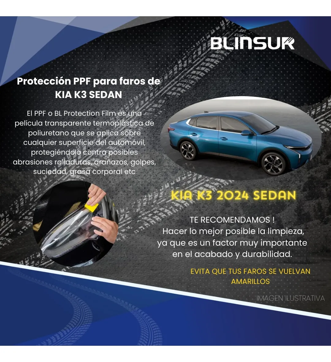 Sticker Protección Ppf Faros Kia K3 2024 Sedan - Image 2