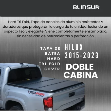 Tapa Cubre Batea Tri-fold Para Hilux 2015-2023 Doble Cabina - Image 2