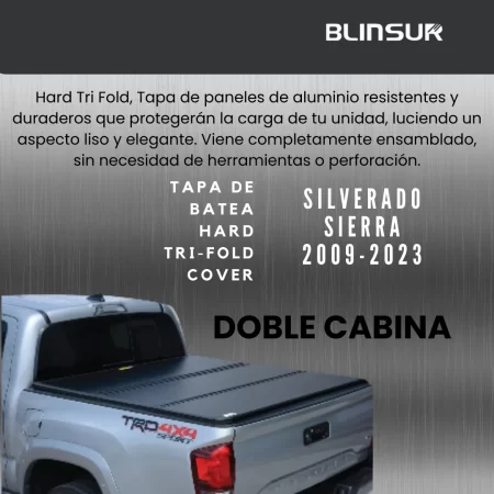 Tapa Cubre Batea Tri-fold Para Silverado,sierra 2009-2023 Dc - Image 2