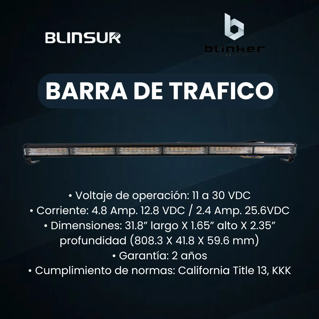 Barra De Trafico De Emergencia 36 Leds Luz Ambar Blinker - Image 2