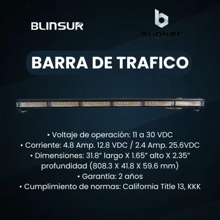Barra De Trafico De Emergencia 36 Leds Luz Ambar Blinker - Image 2