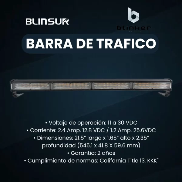 Barra De Trafico De Emergencia 24 Leds Luz Ambar Blinker