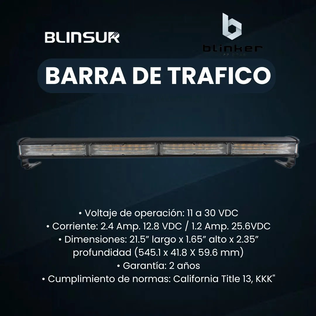 Barra De Trafico De Emergencia 24 Leds Luz Ambar Blinker - Image 2