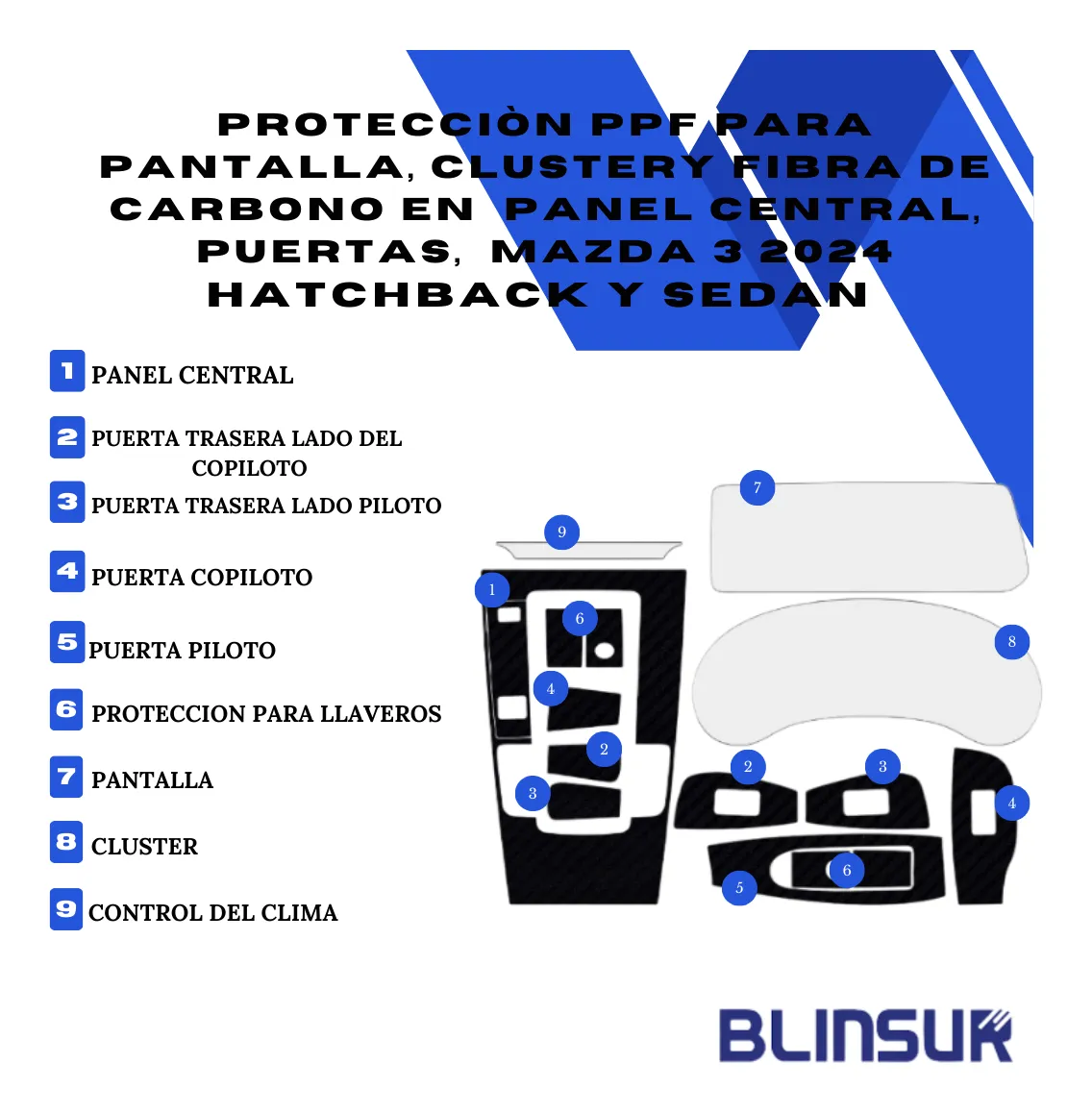 Kit Car Ppf Y Fibra De Carbono Para Mazda 3 2024 Hb Y Sedan - Image 2