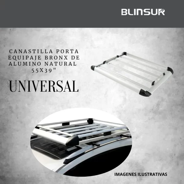 Canastilla Porta Equipaje Universal 55x39 Aluminio Natural