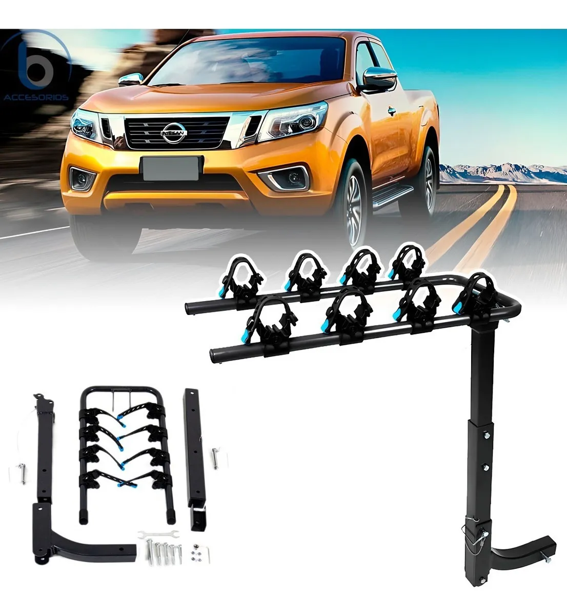 Rack Portabicicleta Tirón P/4 Bicis Para Nissan Np300 - Image 2