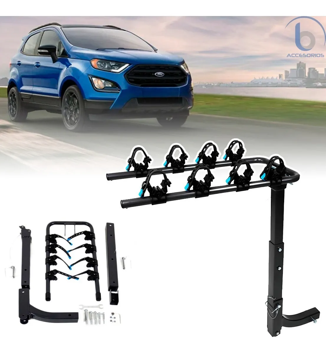 Rack Portabicicleta Tirón P/4 Bicis Para Ford Ecosport - Image 2