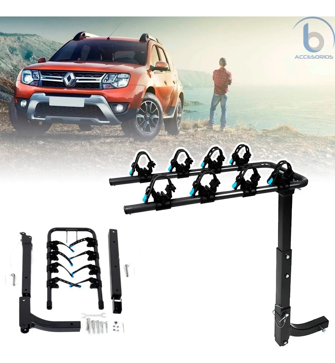 Rack Portabicicleta Tirón P/4 Bicis Para Renault Duster - Image 2