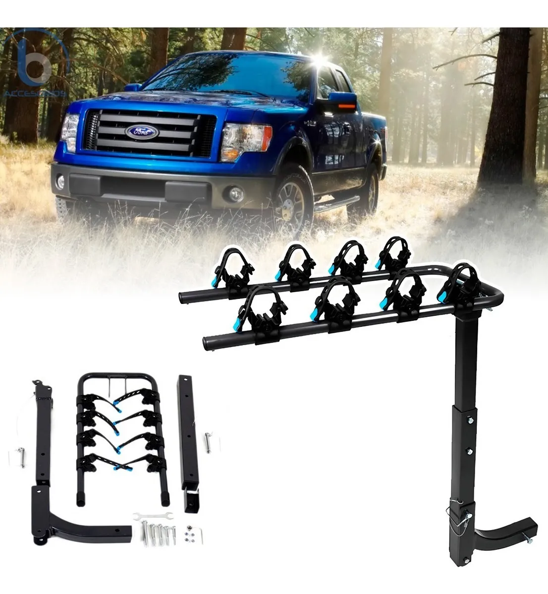 Rack Portabicicleta Tirón P/4 Bicis Para Ford Lobo F150 - Image 2