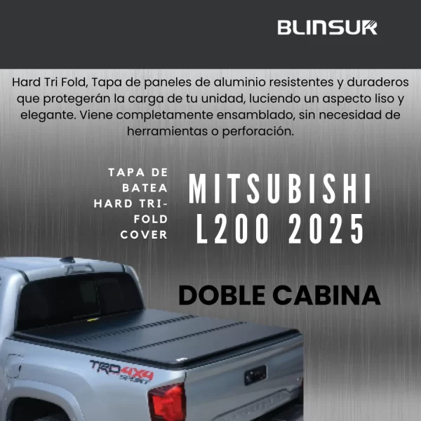 Tapa Cubre Batea Tri-fold Para Mitsu L200 2025 Doble Cab