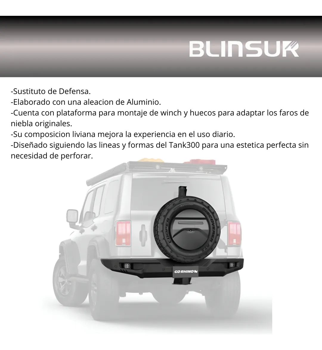 Defensa Trasera Go Rhino Conquest Gwm Tank 300 2024-2025 - Image 2