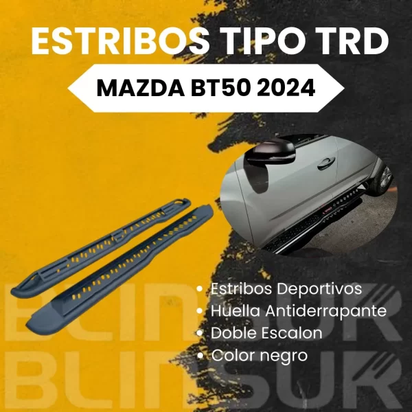 Estribos Negros Tipo Trd Mazda Bt50 2024 Doble Cabina