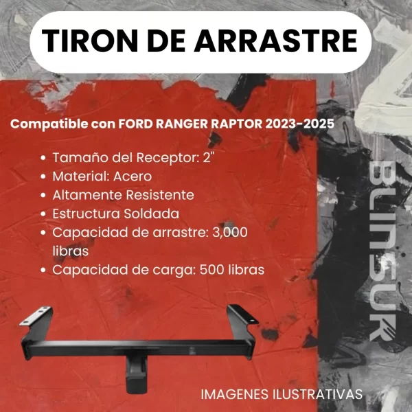 Tirón Jalón De Arrastre Para Ford Ranger Raptor 2023-2025