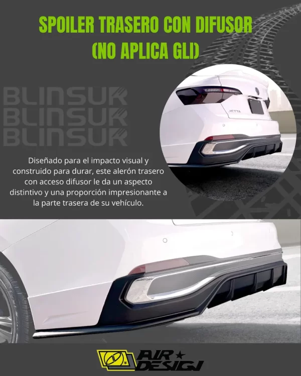 Spoiler Trasero Con Difusor Para Vw Jetta 2022 A 2025