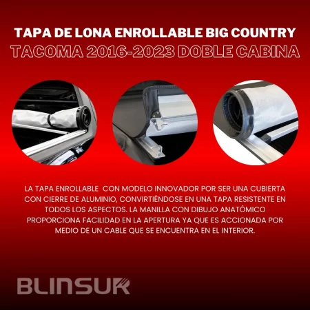 Tapa De Lona Enrollable Big Country Para Toyota Tacoma 16-23 - Image 2
