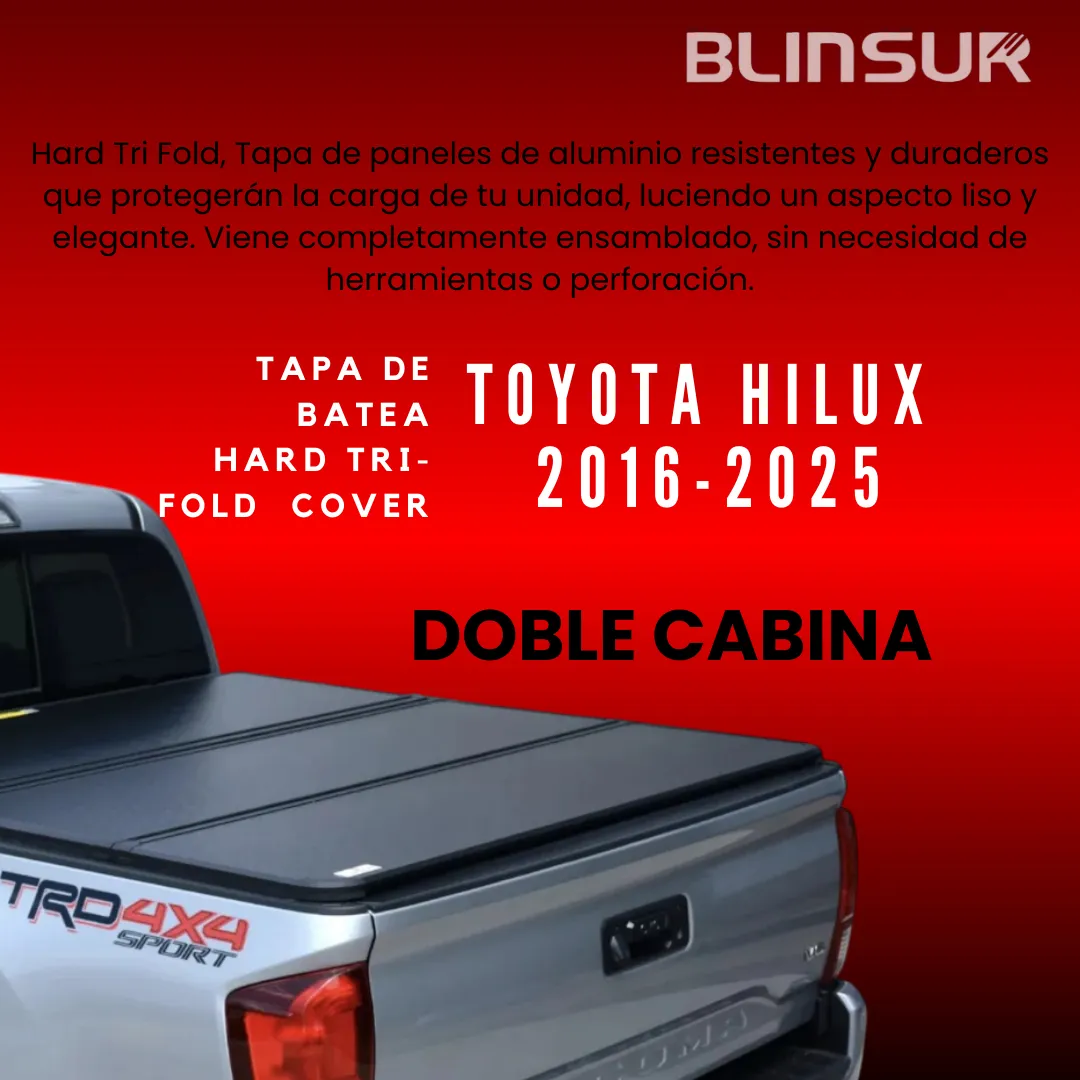 Tapa Cubre Batea Hard Tri Fold Toyota Hilux 2016 - 2025 - Image 2
