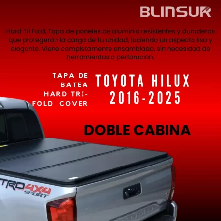Tapa Cubre Batea Hard Tri Fold Toyota Hilux 2016 - 2025 - Image 2