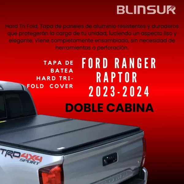 Tapa Rigida Tri-fold Para Ford Ranger Raptor 2023-2024