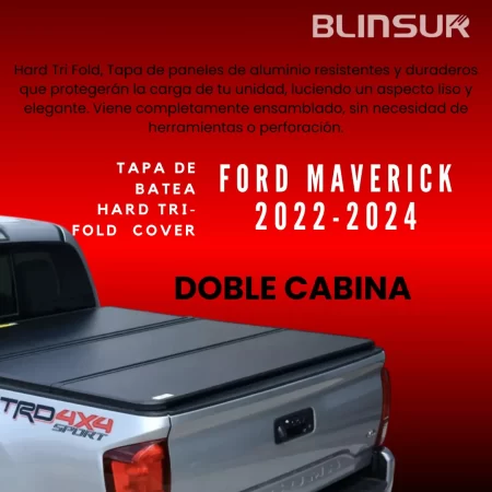 Tapa Batea Tri-fold Rigida Para  Ford Maverick 2022-2024 - Image 2
