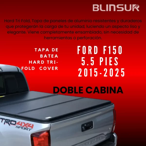 Tapa Batea Rigida Tri-fold Ford Lobo F150 2015-2024