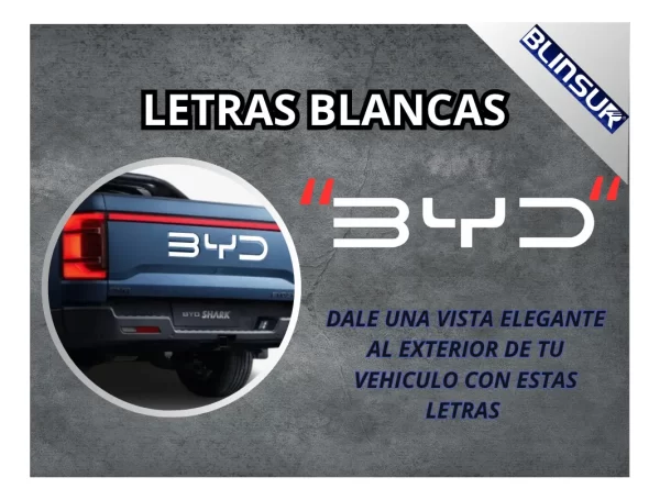 Letras Vinil Blanco Tapa Dmo Byd Shark 2024
