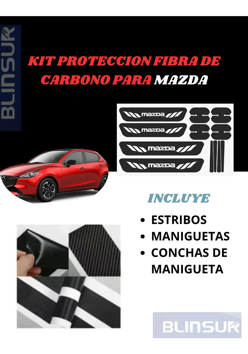 Kit Combo Proteccion Fibra De Carbono Para Mazda - Image 2