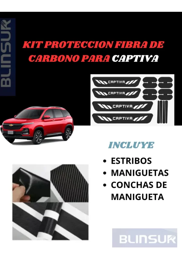 Kit Combo Proteccion Fibra De Carbono Para Captiva
