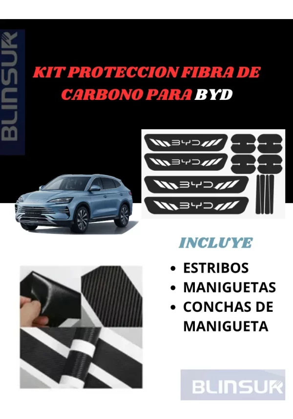 Kit Combo Proteccion Fibra De Carbono Para Byd