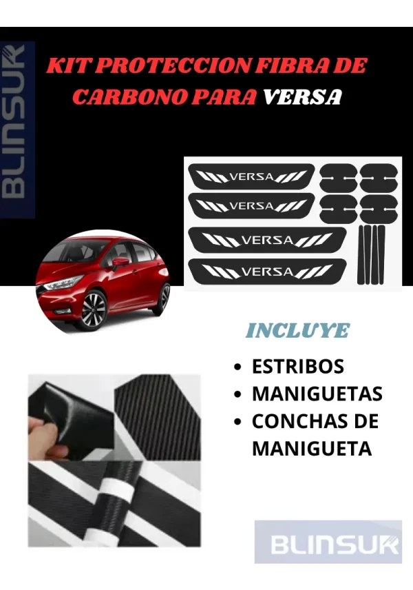 Kit Combo Proteccion Fibra De Carbono Para Versa