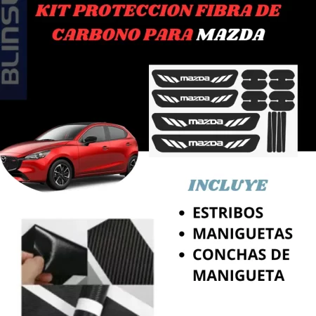 Kit Combo Proteccion Fibra De Carbono Para Mazda - Image 2