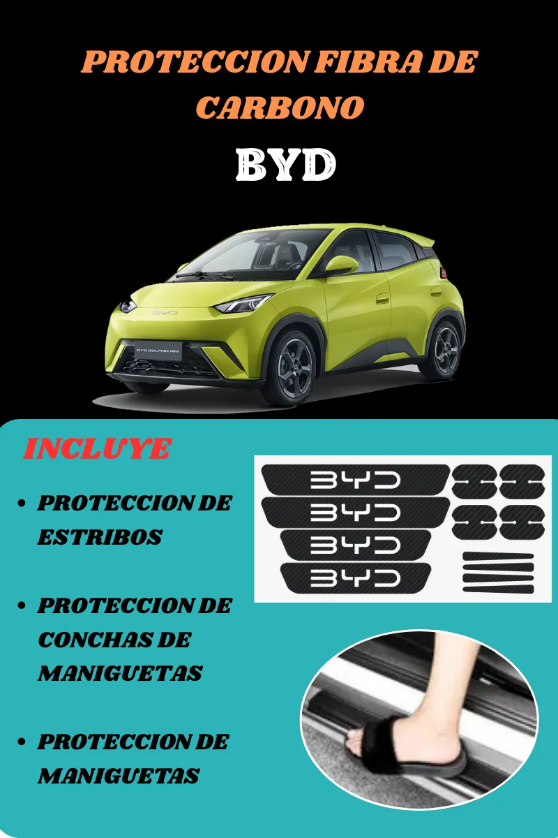 Kit Proteccion Estribos Y Maniguetas Fibra De Carbono  P/byd - Image 2