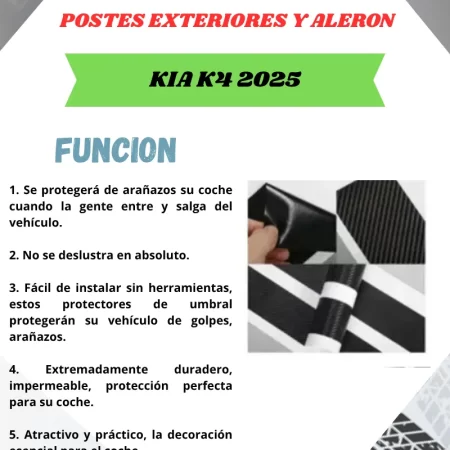 Proteccion Fibra De Carbono Postes Y Aleron Para Kia K4 2025 - Image 2