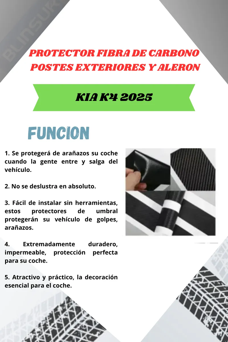Proteccion Fibra De Carbono Postes Y Aleron Para Kia K4 2025 - Image 2