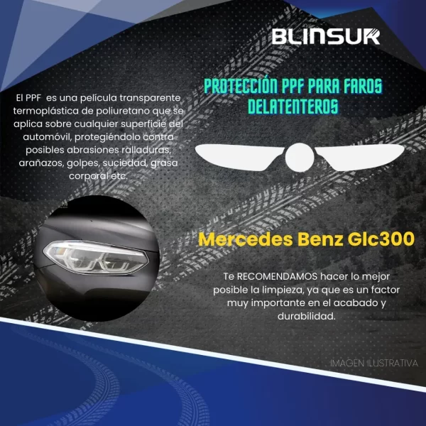 Sticker Protección Ppf Faros Y Emblema Mercedes Benz Glc300