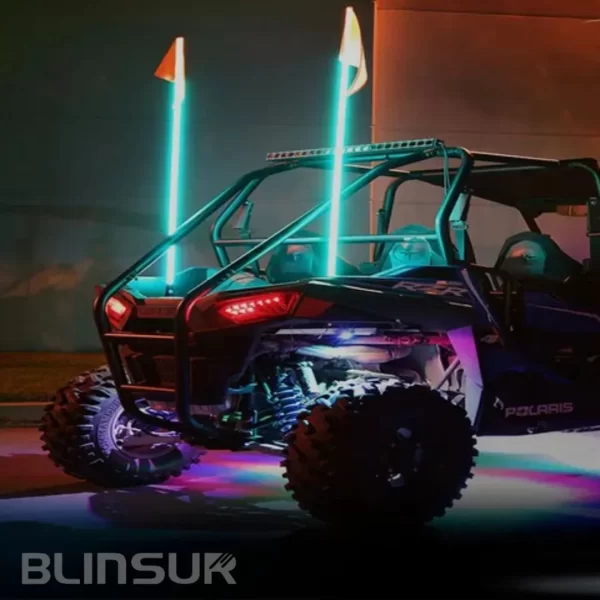 Antena C/luz Led Azul Universal C/bandera 120cm 12vcc