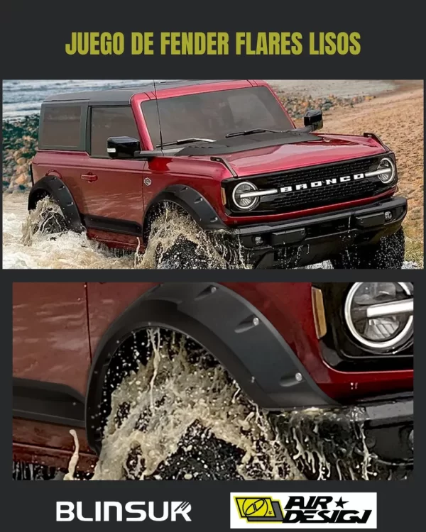 Juego Cantoneras Lisos Ford Bronco Dos Puertas 2021-2025