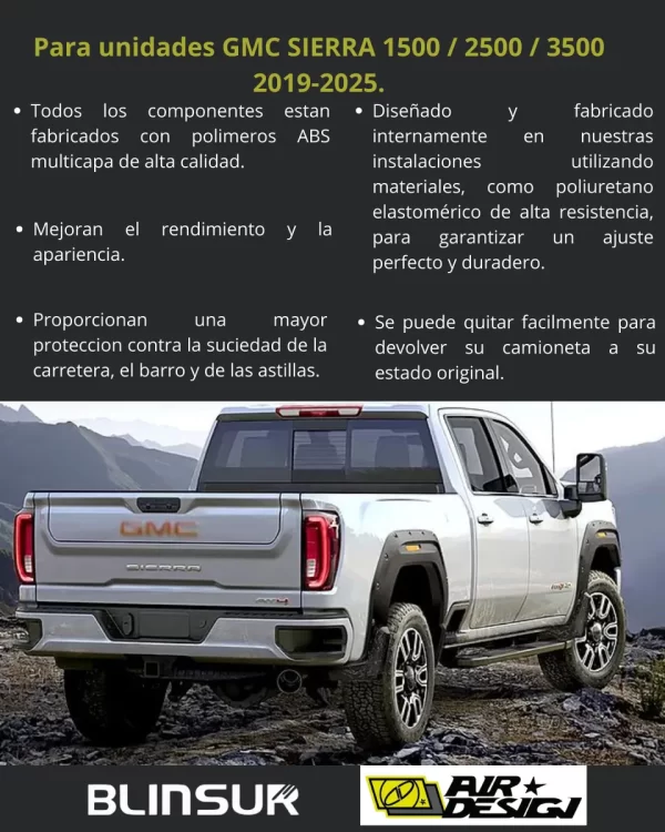 Juego Cantoneras Lisos, Gmc Sierra 1500/2500/3500 2019-2025