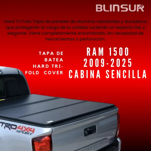 Tapa Batea Triptica Para Ram 1500 2009-2025 Cabina Sencilla