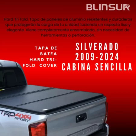 Tapa Batea Triptica Para Silverado 2009/2024 Cabina Sencilla - Image 2