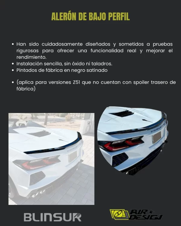 Alerón De Bajo Perfil Para Chevrolet Corvette C8 2020  2025