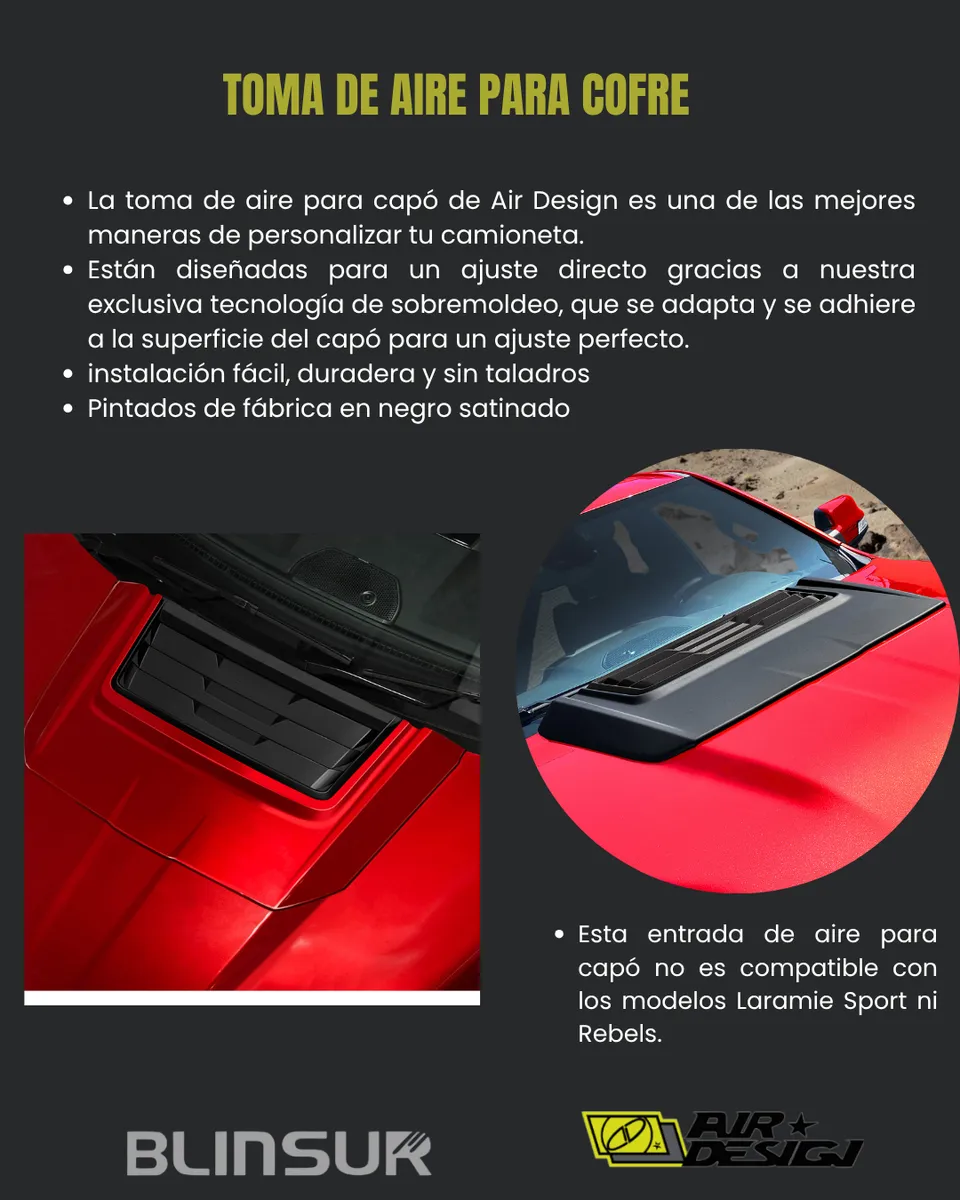 Toma De Aire De Cofre Airdesign Dodge Ram 1500 Dt 2019 2025 - Image 2