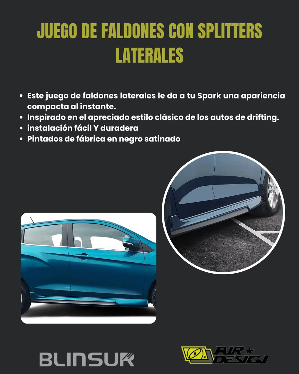 Juego De Faldones Con Splitters Laterales Spark 2017  2021 - Image 2