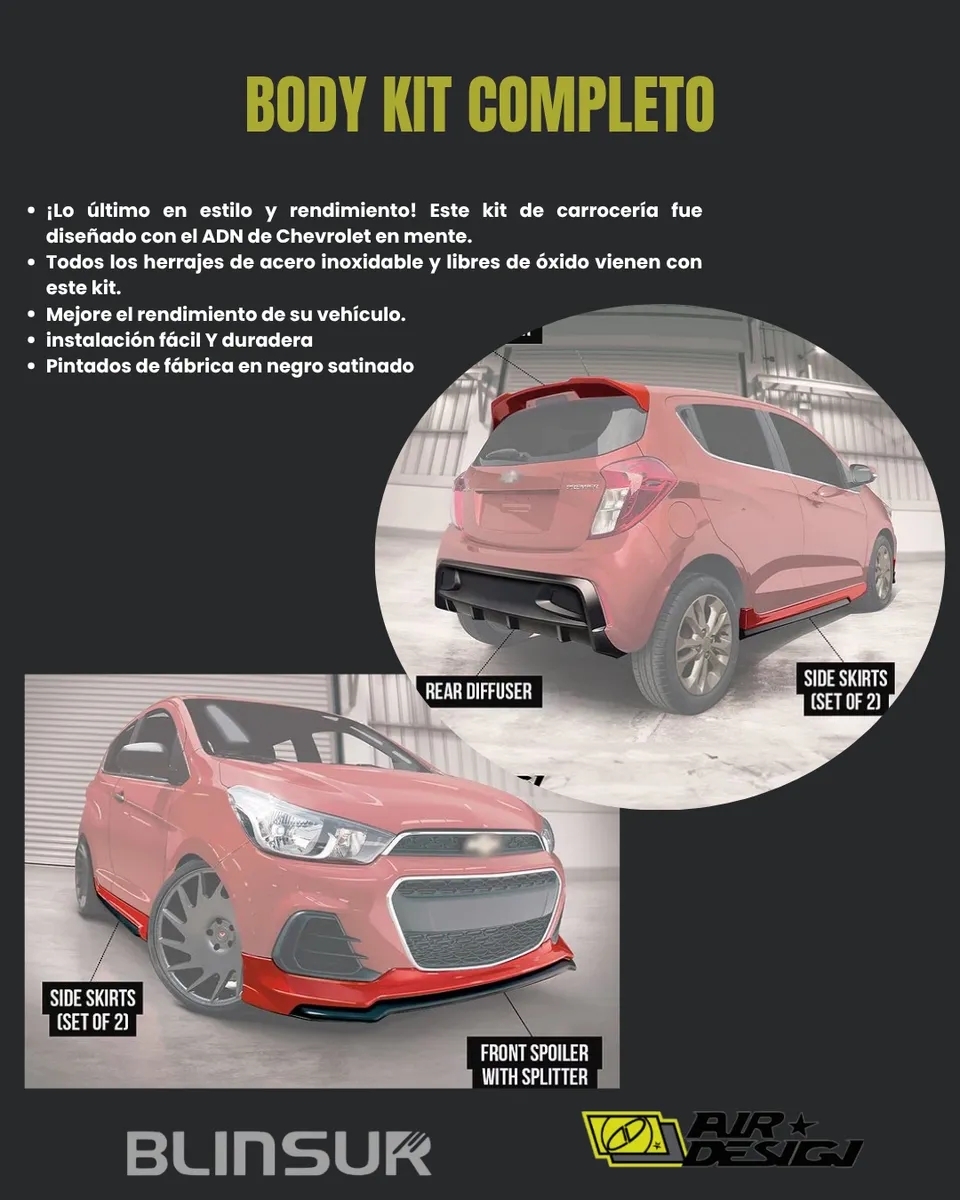 Body Kit Completo Air Design Chevrolet Spark 2017  - 2018 - Image 2