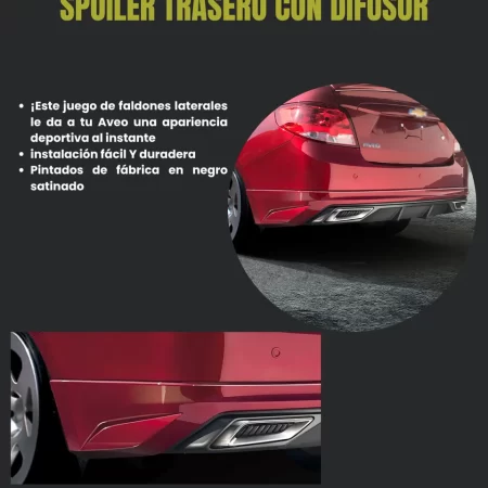 Spoiler Trasero Con Difusor Chevrolet Aveo 2018  2022 - Image 2