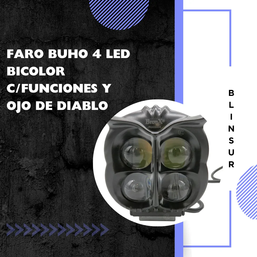 Faro Buho 4 Led Bicolor C/funciones Y Ojo De Diablo - Image 2