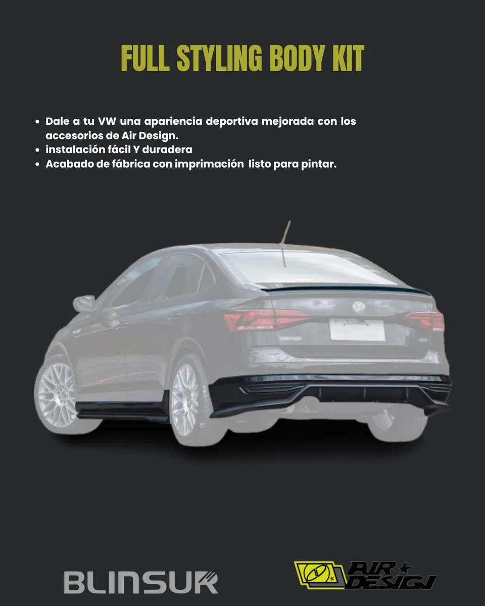Body Kit Con Alerón De Bajo Perfil Vw Virtus 2020  2022 - Image 2