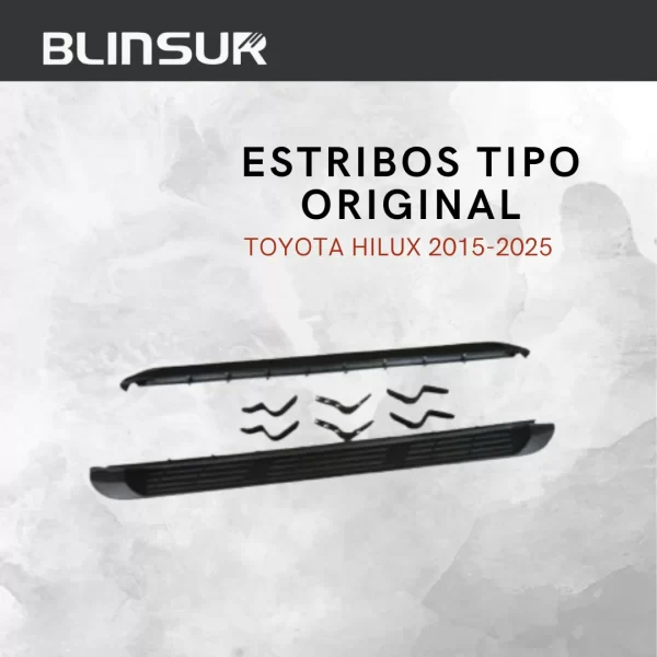 Estribos Negros Para Toyota Hilux D Cabina 2015 - 2025