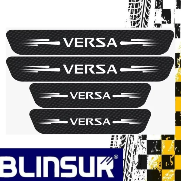 Protección Estribos Fibra De Carbono Con Blanco Nissan Versa